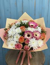 Букет цветов из:  Розы, Герберы и Хризантемы в Покровский городок