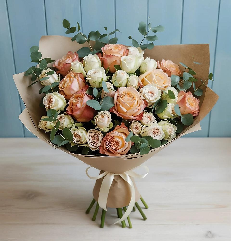 Букет цветов из: Альстромерии и Розы в Покровский городок