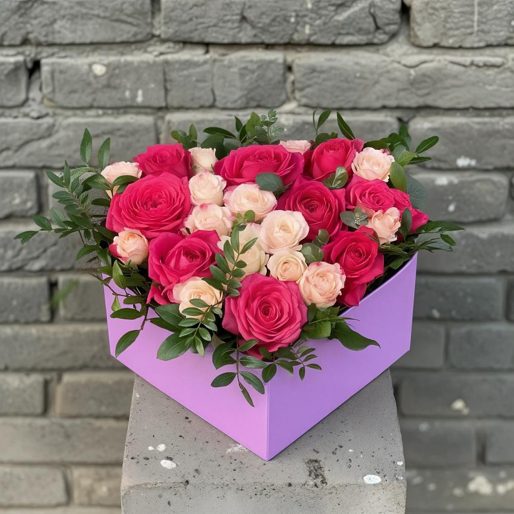 Цветочная композиция из Розы в коробке в Покровский городок