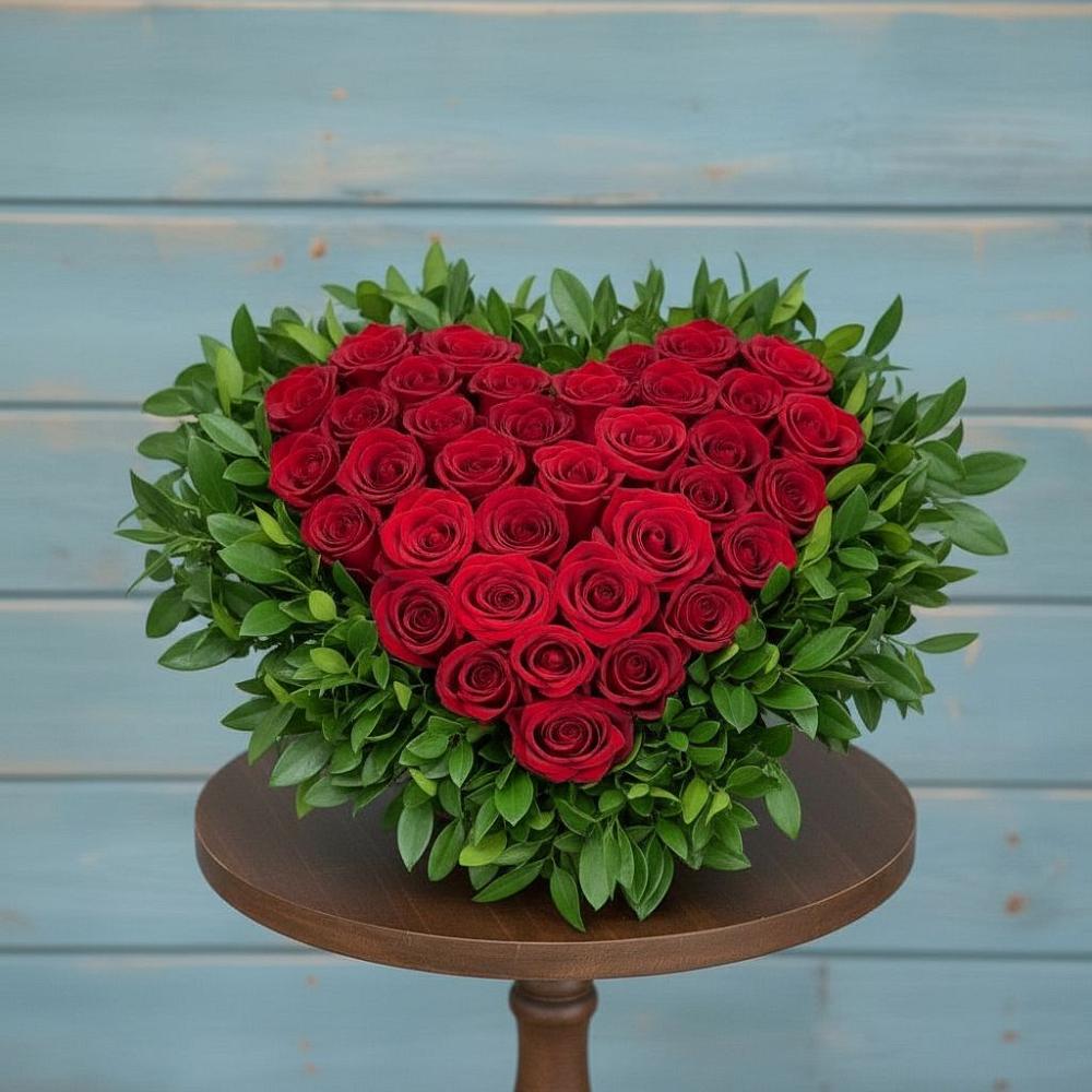 Цветочная композиция из Розы в виде сердца в Покровский городок