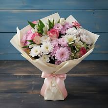 Букет цветов из:  Хризантемы, Альстромерии и Розы #REPLACE_PRED# Покровский городок