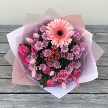 Букет цветов из:  Розы, Герберы и Хризантемы в Покровский городок