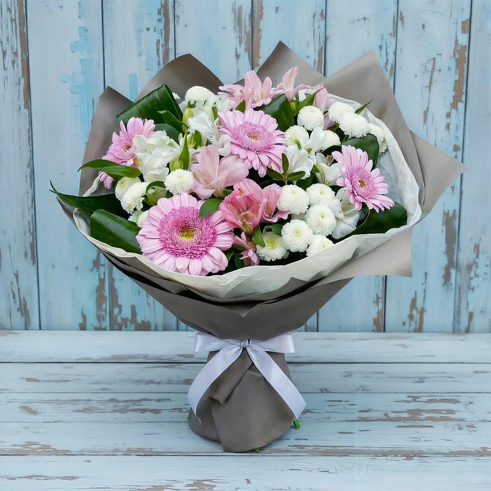 Букет цветов из: Герберы, Альстромерии и Хризантемы в Покровский городок