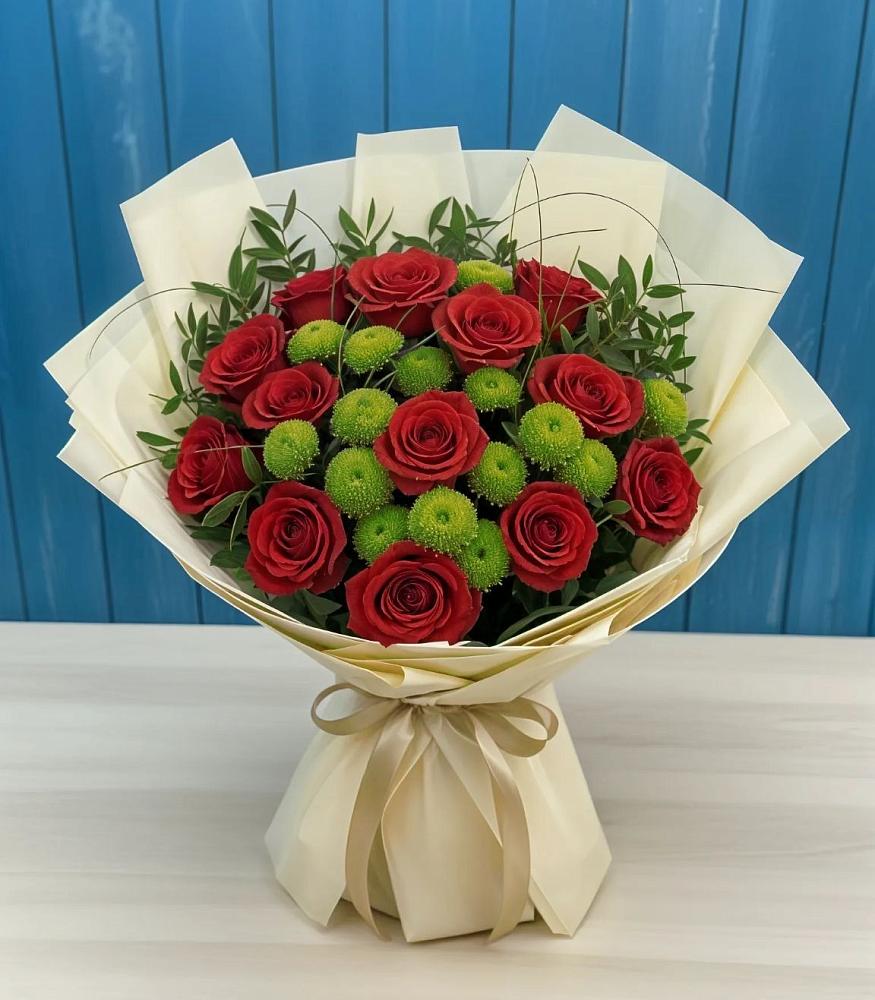 Букет цветов из: Розы и Хризантемы в Покровский городок