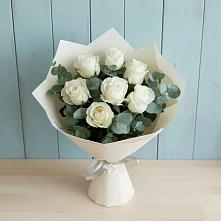 Букет Белые розы в Эвкалипте в Покровский городок