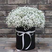 Цветочная композиция из Гипсофила в шляпной коробке в Покровский городок